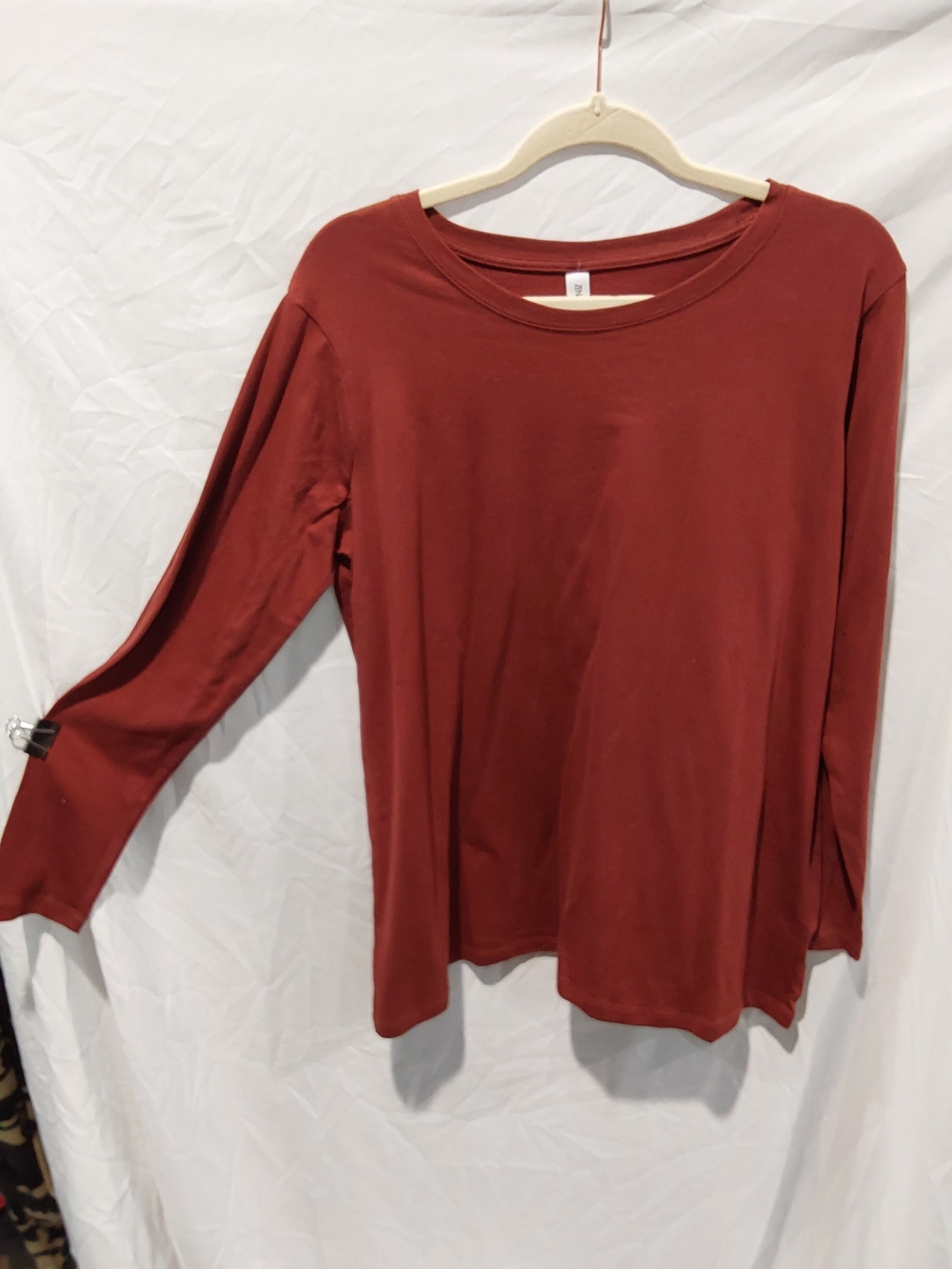 Zenana Outfitters Long Sleeve Crewneck Top in Rust